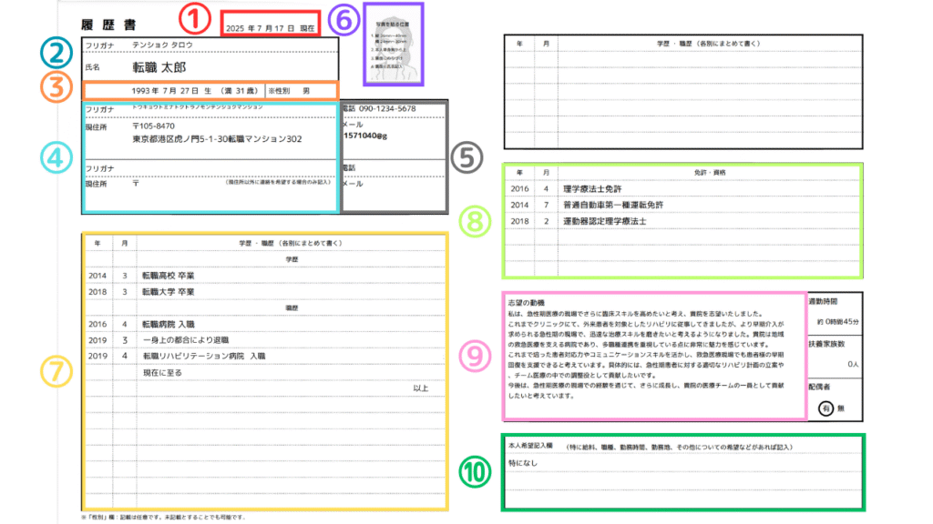 理学療法士の履歴書の書き方【記入例あり】