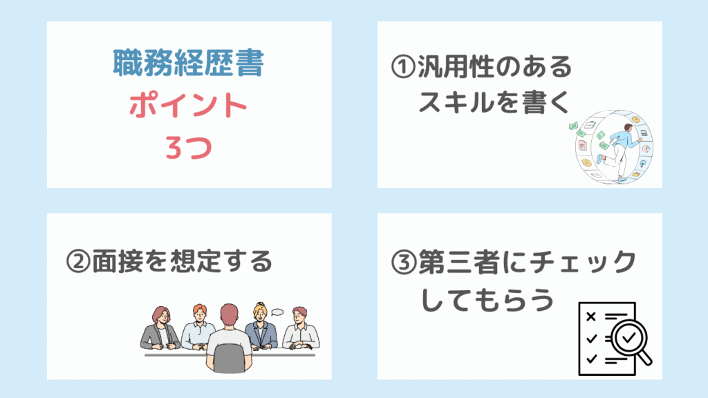 職務経歴書を作る3つのポイント