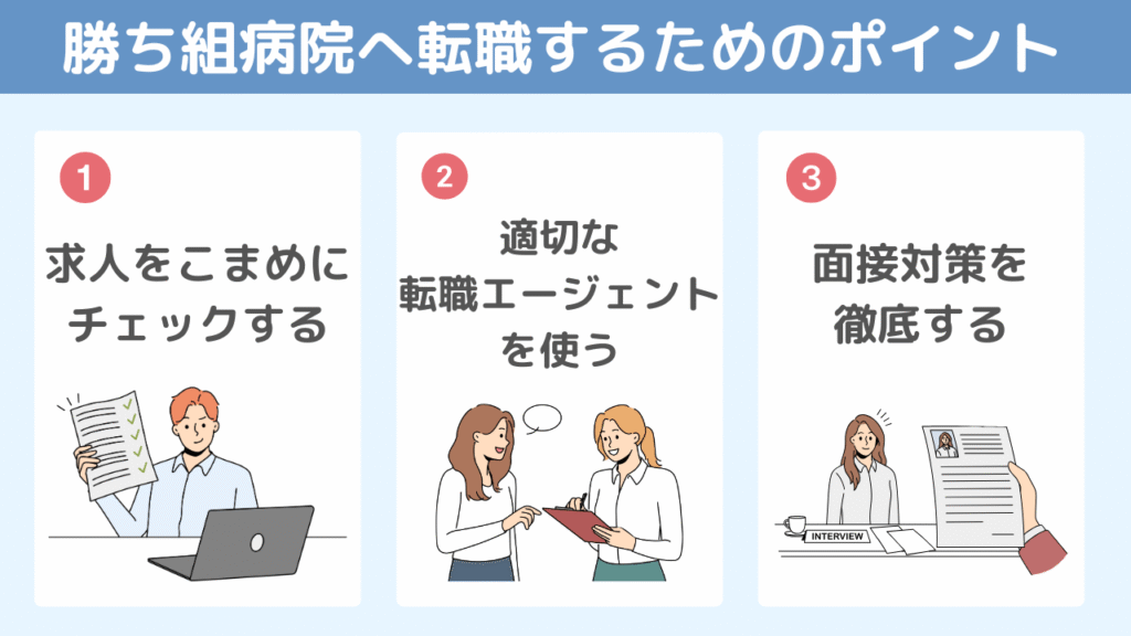 理学療法士が勝ち組病院へ転職するためのポイント3つ